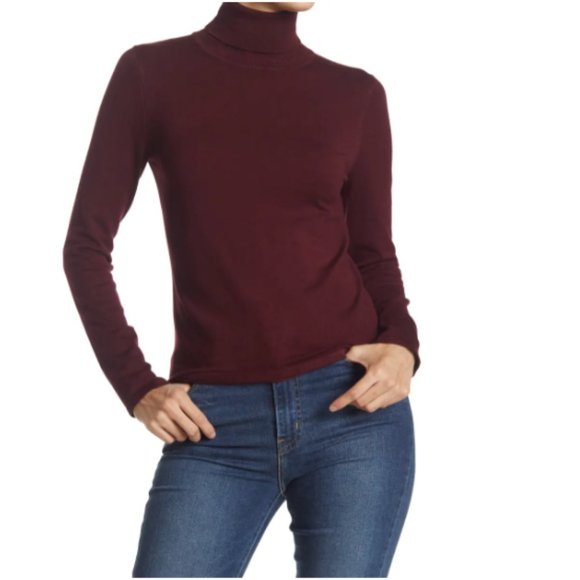 T Tahari Sweaters - T Tahari Long Sleeve Turtleneck Sweater Size L Burgundy Wine Grape